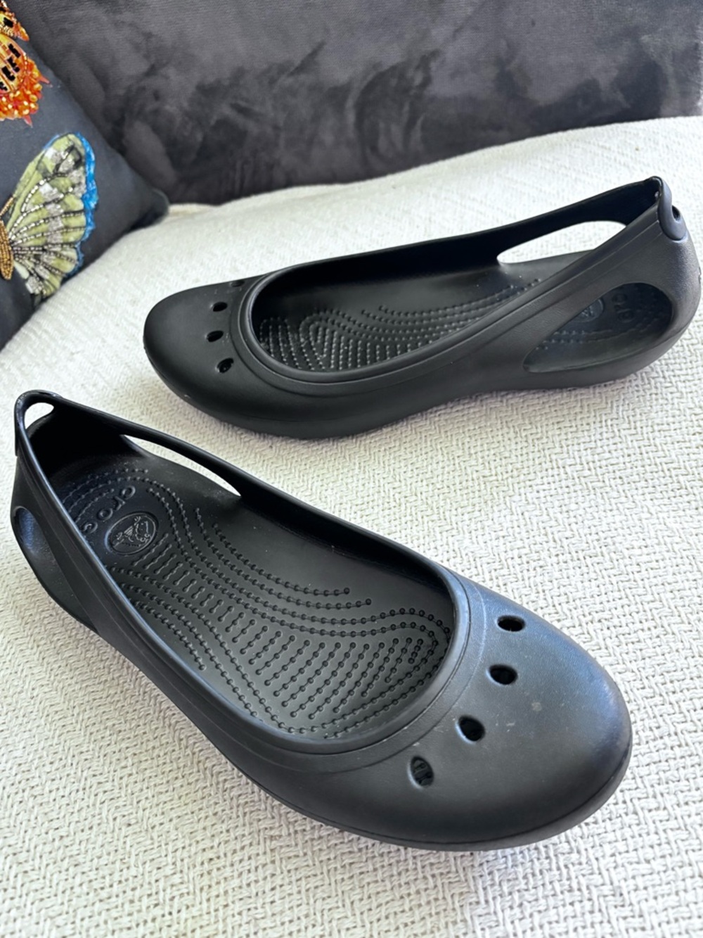 Crocs Kadee Black Sling Back Ballet Flats Size 10